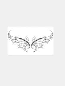 1pc Temporary Tattoo, Temperature Sensitive Color Changing Wings Pattern Black To Pink, Realistic Fake Tattoo Design, For Daily, Bachelorette Party Favors, Music Festival, Game, Graduation Gift, Lasts 3-5 Days - Multicolor - View 3