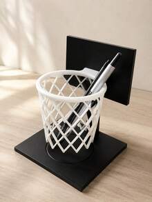 1pc Basketball Hoop Shaped Pen Holder, Creative PLA Desk Organizer With Mini Basketball Backboard & Net Design, Fun Decorative Pencil Cup For Pens, Pencils & Office Supplies, Unique Desk Decor Gift For Basketball Fans, Students And Sports Lovers - Multicolor - View 2