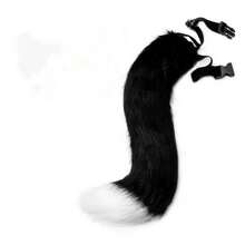 Halloween Animal Ear & Tail Set, Cosplay Props For Anime Convention, Cat Girl Beast Ear Cosplay, Handmade Cat Ear Headband & Tail Set, Realistic Fox Tail Accessory, 2D Anime Animal Ear & Tail Set With Bell Collar - Black Powder - View 3