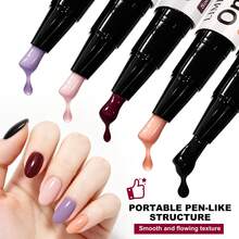 LIMEGIRL One Step Gel Nail Polish Creamy Nude Yellow Gel Color, UV/LED Nail Art Formula, All-In-One Glossy Finish For DIY Home Manicure - Yellow - View 6