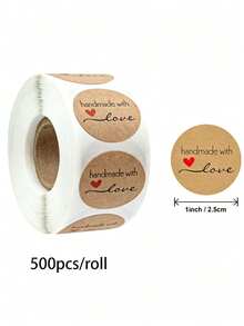 500 buah Stiker Kemasan Kado Buatan Tangan, Penuh Cinta. - Beraneka warna - View 2