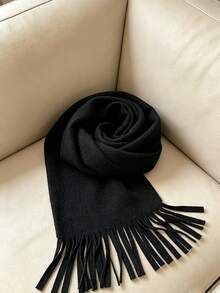 1PC Unisex Simple Solid Color Regular Style Scarf, Pashmina Fringe Scarf, Fall Decor, Suitable For Seasonal Transitions, Daily Wear, New Year Gift - Multicolor - View 5