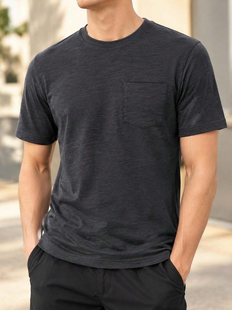 Under Armour Men's UA Meridian Pocket Tee Short Sleeve T-Shirt For Daily Workout And Outdoor Sports 1390244-016 - Medium Anthracite Gray - View 1
