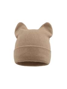 1 chiếc mũ len beanie tai mèo đan tùy chỉnh, mũ mùa đông in chữ cá nhân hóa, phong cách Hàn Quốc Y2K dễ thương, mũ ấm có gập vành - Nhiều màu - Xem 7