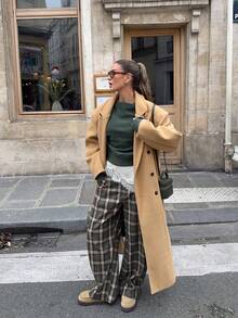 Women's New Autumn Plaid Elastic Waist Straight Leg Pants - Multicolor - View 4