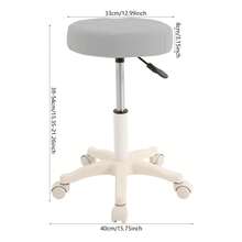 Leeamhome Light Grey PU Sponge Round Rolling Stool Height Adjustable 360 Swivel Mobile Stool For Bar Office Coffee Shop Home - Light Grey - View 6