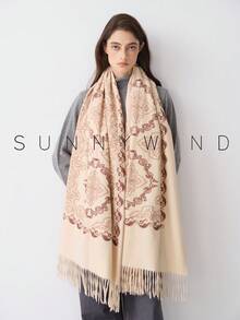 1件女款刺繡銀杏葉休閒時尚百搭秋冬日常穿搭 - 米色 - 查看 3