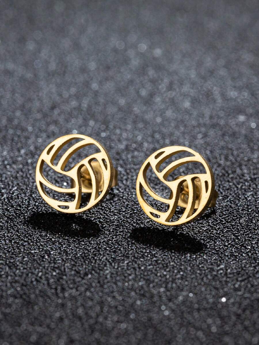 1Pair New Sports Small Volleyball Earrings Stainless Steel Fashion Sports Jewelry - GED241 - View 1