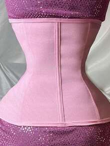 1pc Multi-Size Waist & Abdomen Shaping Breathable Elastic Fabric Waist Trainer For Daily Casual Wear - Pink - View 2