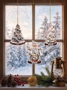 1pc Christmas Crystal Hanging Ornament, Snowman Santa Claus Christmas Tree Shaped Decoration, Holiday Pendant, Christmas Tree Decor, Unique Holiday Gift, Christmas Party & Home Winter Decoration Desktop Ornament, Christmas Home Decor, Room Decor, Wedding Holiday Party Decoration, Shiny Christmas Hanging Ornament, Christmas Party Decoration, Christmas Gift, Christmas Stocking Filler, Christmas Decoration - Multicolor - View 3
