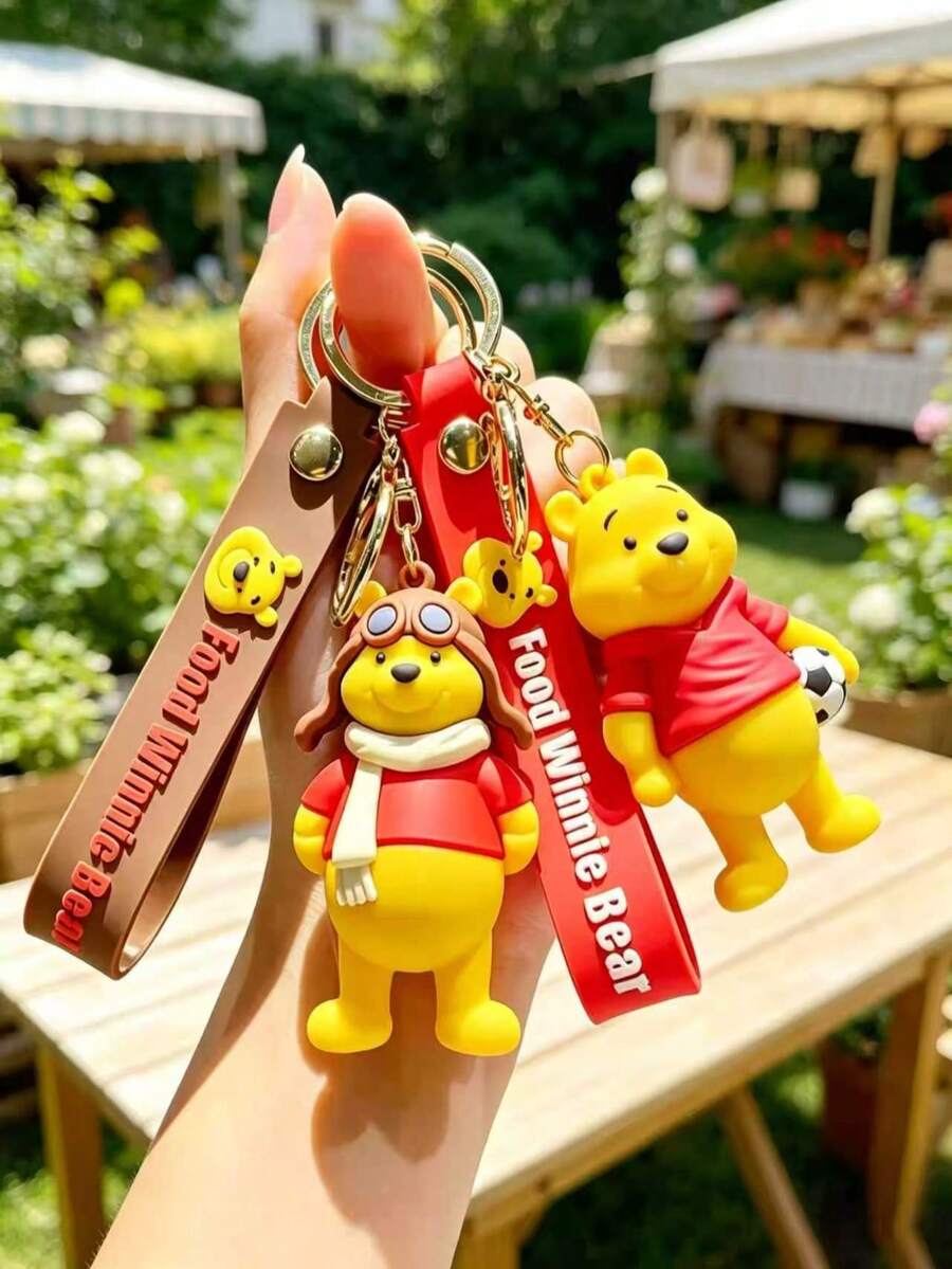 1pc Disney Winnie The Pooh Keychain Pendant Car Key Ring Bag Charm