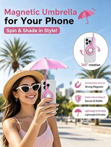 1pc Hands-Free Magnetic Phone Umbrella Sunshade, Mini Foldable Outdoor Sun Shade With Adjustable Shaft, Summer Travel Essential, Portable Accessory For Cycling, Commuting, Hiking & Daily Outdoor Activities.Phone Rain Sun Protector,Decorative Fittings - Multicolor - View 5