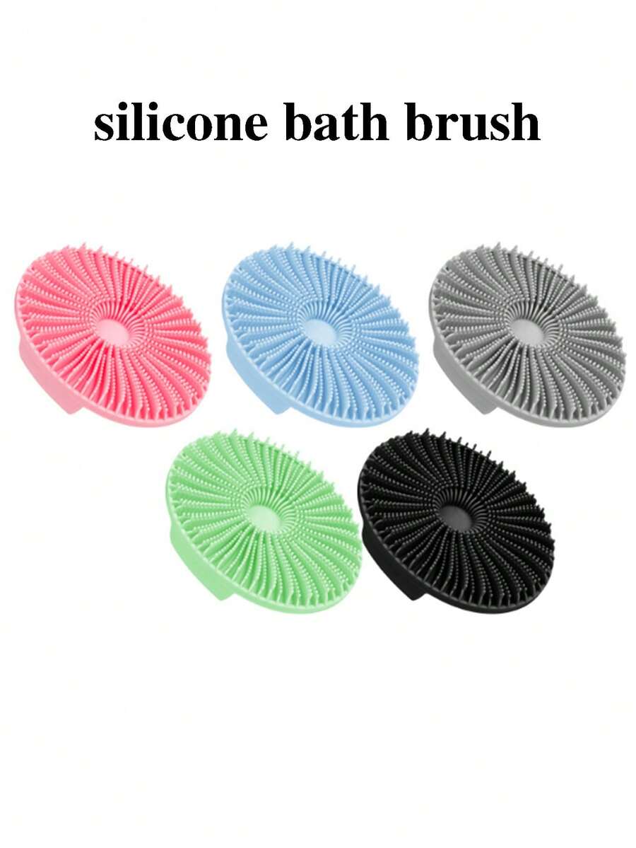 1pc Hollow Silicone Bath Scrub Brush, Wall-Mounted Design With Built-In Hanging Hole For Easy Hanging And Drainage To Prevent Bacteria Growth, Soft Touch Brush Head Gently Exfoliates Dead Skin, Flexible Silicone Material Durable And Easy To Clean, Portable Bathing Essential For Home Daily Use And Travel - View 1