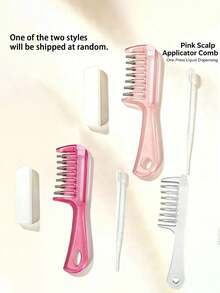 Pink Ball-Tip Scalp Oil Applicator Comb, Scalp Oil Distribution Comb, Suitable For Home, Travel, Salon And Daily Use. Essential Oil Hair Care Comb. Comb + Dropper (Random Style) - Multicolor - View 8