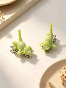 2pcs Cute Cartoon Frog Hair Clips For Women, Funny Hair Accessories, Suitable For Daily Use, Gift Choice - Multicolor - View 4