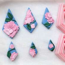 Slender Rhombus Cone Pattern Polymer Clay Cutter, Long Rhombus Shape Clay Cutter With Pointed Top And Wide Bottom, DIY Handmade Earring Pendant Brooch Making Tool, Compatible With Polymer Clay, 3D Printed, Clean Cut, Handmade Jewelry Floral DIY Craft Accessories - Geometric - View 4
