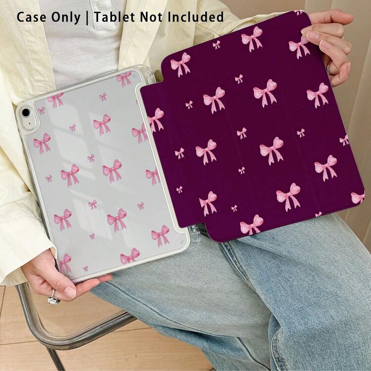 Bowknot Pattern Painted Effect Tablet Protective Case With Stand, Compatible With Honor 8/9/10/X8/X8A/X9/X8Pro/X9Pro, MatePad SE 11"/MatePad 11"/11.5"/MatePad Pro, Apple 10th/11th Gen 2025 (A16), Galaxy Tab A7/A9 And Other Popular Models - Style 1 - View 5