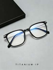 A New Vintage Ultra-Lightweight Titanium Alloy Eyeglass Frame For Men Business Big Square Frame Brand Design Flat Lenses Glasses Unisex - A - View 1