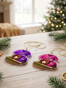 1 buah Ornamen Baseball dengan Teks Personalisasi, Ornamen Natal Pemain Baseball 2026, Ornamen Pohon Baseball, Hadiah Baseball, Ornamen Jersey Nama Tim - MultiWarna - View 2