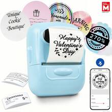Printer Label Marklife P50 - Printer Label Termal, Mesin Label Portabel, Cocok untuk Produk, Alamat, Stiker, Keperluan Rumah dan DIY, Kompatibel dengan Sistem Android, iOS, dan Windows, Dilengkapi dengan 1 Gulungan Stiker Putih Bulat 50mm - Mint Blue - View 2