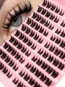 D-Curl Anime Style Fluffy False Eyelashes, 8-16mm Individual Lash Extension Set, Suitable For Makeup - D - View 1