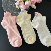 6雙女款可愛蝴蝶結裝飾短襪，透氣薄網棉低筒襪，甜美芭蕾風蝴蝶結短襪，柔軟輕盈船襪，多種純色可選，適合日常穿著、學校、約會、派對，夏季防滑低筒襪，清新學院風，適合搭配運動鞋、鞋子，完美適合作為假期、生日禮物，女款時尚鞋襪配件 - 彩色 - 查看 14