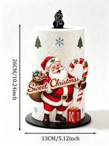 Rak Penyimpanan Tisu Toilet Vertikal Bergambar Santa Claus Memegang Tongkat Permen dan Kantong Permen, Terbuat dari Akrilik, Dekorasi Meja Dapur dan Makan, Mudah Dipasang, Cocok untuk Dekorasi Rumah dan Pesta Natal. - MultiWarna - View 5