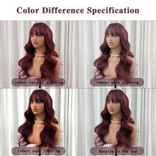 Women's Long Wavy Wig With Bangs, 22-Inch Layered Synthetic Heat-Resistant Fiber Wig (Natural Curl), Suitable For Parties, Cosplay, And Halloween Costumes (Orange / Burgundy) – Includes Two Wig Caps - Multicolor - View 9