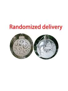 Transparent Christmas Ball Ornament, Silver Glitter Swirl Design Hanging Ball With Ribbon, Elegant Christmas Tree Decoration, Suitable For Holiday Party Home Decor - Multicolor - View 4