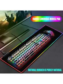 1pc Pure Black Personalized Large RGB Glowing Magic Mouse Pad 80cmx30cmx0.3cm Extra Large Office Desk Mat / RGB 30cmX25cm Computer Desk Gaming Mouse Pad Keyboard Pad Student Desktop Writing Desk Mat Stitched Edge Durable Mouse Pad Computer LED Desk Mat - View 4
