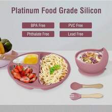 8 Pcs Set Silicone Led Weaning Supplies Utensils Cup Bowl - Multicolor - View 4