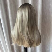 Ombre Blonde Highlights HD Transparent Lace Front Wig Preplucked Hairline Soft Long Wave Wig - Multicolor - View 4
