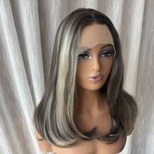 Ombre Blonde Highlights HD Transparent Lace Front Wig Preplucked Hairline Soft Long Wave Wig - Multicolor - View 8