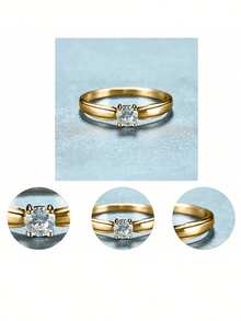 1pc Elegant Cubic Zirconia Ring, Women's Wedding Anniversary Accessory Gift - 1# - View 2