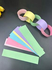 100/1 Set 27ft Rainbow Paper Chain Garland: DIY Party Decoration, Double-Sided Rainbow Color Paper Chain, Suitable For Kindergarten Banners, Classroom Decor, Perfect For Baby Shower, Birthday Party Rainbow Paper Chain Decoration - Multicolor - View 15