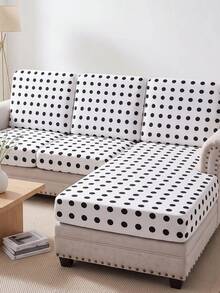1pc Polka Dot Print Milk Silk Sofa Cover, High Elasticity Washable, All Season Use, Suitable For Patio, Garden, Poolside And Multiple Occasions, Sold Individually, Sofa Cover Protector, Fits 1/2/3/4 Seater Sofa - Multicolor - View 9