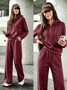 Women Two-Piece Outfits - Burgundy - View 1