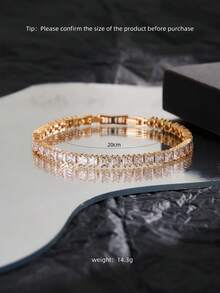 1pc Cubic Zirconia Full Rhinestone 18K Gold Plated Luxury Unisex Hip Hop Women's Bracelet Gift For Party Wedding Daily Wear - DV1BS88006 - View 9