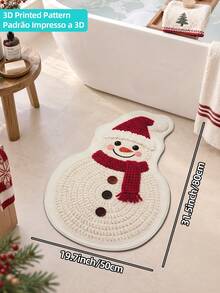DAJIANG 1pc Christmas Snowman Shaped Rug, Kitchen Rug, Hallway Rug, Area Rug, Suitable For Bathroom, Kitchen, Indoor, Hallway, Bedroom, Living Room, Bedside Decoration Rug, Machine Washable, Easy To Clean, Non-Slip Backing, Bedroom Decor, Autumn/Winter Style - Multicolor - View 14