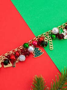 1pc Fashionable New Christmas Bracelet, Holiday Accessory With Snowflake And Santa Claus Charms - Multicolor - View 2