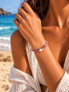 1PC Fashionable Minimalist Colorful Nylon Cross Bracelet, Adjustable Bracelet, Baptism Gift, Blessing Gift - Multicolor - View 4