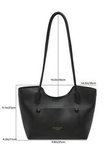 Túi đeo vai dung tích lớn cho nữ, túi tote đi làm phong cách vintage casual mới, đa năng - màu đen - Xem 5