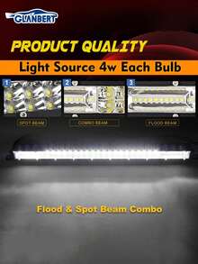 GLANBERT 20"/15"/8" Ultra Bright Dual Row LED Light Bar Spotlight Car LED Work Light Adjustable Bracket Flood Light Combination Sealed Beam Suitable For Tractor, 4WD, Off-Road Vehicle, ATV, Truck - 12V 24V - White - View 8