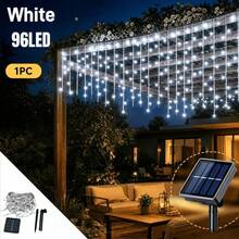 Highly Attractive Outdoor Holiday Lighting, This Solar Powered Wave Ice String Light Specification 4m*0.6m, Equipped With 96 LED Beads, Supports Warm Light, White Light, And Colorful Three Light Colors Switchable At Will. The Wave-Shaped Design With Fluid And Soft Lines Creates A Rich Layered Effect After Hanging, Easily Beautifying Outdoor Spaces. Solar Powered, Automatically Stores Energy From Sunlight During The Day And Turns On Automatically At Night, No External Power Source Required, Simple Installation Without Wiring. - Solar Icicle Lights - View 13
