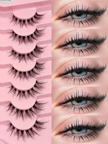 7 Pairs Asiteo Natural Wispy Cat Eye False Eyelashes, Transparent Eyelash Stem, Thin Strip Fake Eyelashes - Criss Cross lashes - View 8