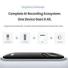 Reletech Perekam Suara AI, DingDing A1 Ultra-Tipis Paduan Aluminium, Penyimpanan Lokal 64GB, Susunan 6 Mikrofon, Pengurangan Kebisingan, Transkripsi dan Terjemahan Multibahasa Real-Time, Perekam Suara Portabel Magnetik, Cocok untuk Rapat, Wawancara, Kuliah - View 2