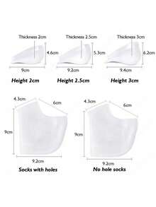 1 Pair Unisex 2/2.5/3cm Invisible Height Increasing Insoles, Silicone Wearable Flexible High Elastic Height Increasing Half Insoles Suitable For Boots And Sneakers - White - View 6