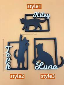 1pc Personalized Cat Sign, Custom Name Pet Sign, Cat Food Sign Wall Decor, Cute Kitten Catio Decoration, Custom Pet Name Plaque, Cat Lover Gift, Personalized Home Decor - Multicolor - View 3