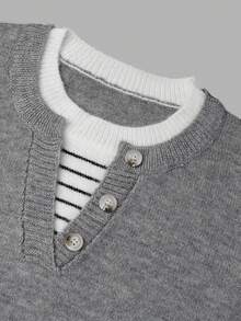 NiceArt Women's Autumn/Winter Vintage Grey 2 In 1 Half-Button Wool Blend Pullover Sweater, Renaissance Style, Suitable For Social, Outings, Halloween - Grey - View 5