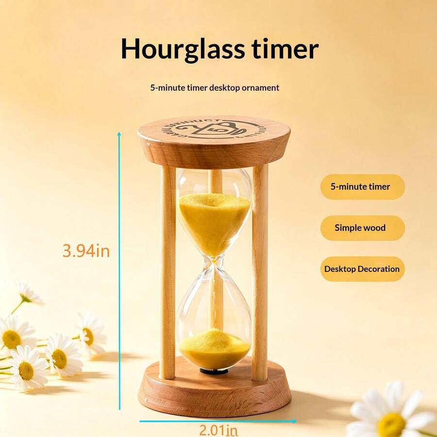 Round Wooden 5-Minute Timer, Multiple Sand Colors Available! Solid Wood Frame With High-Transparency Glass, Compact And Portable, Space-Saving, Perfect For Brushing Teeth, Study Self-Discipline Timing, Gentle Healing Desktop Decor, Anti-Drop Durable And Stylish